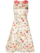 Carolina Herrera Abstract Print Flared Dress, Women's, Size: 6, Nude/neutrals, Silk