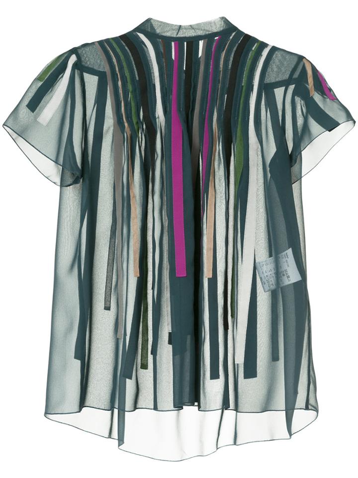 Kolor Appliqué Striped Blouse - Green