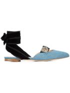 Chloe Gosselin Denim Ankle Wrap Pumps - Blue