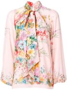 No21 Floral Pussy Bow Blouse - Pink & Purple