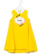 Fendi Kids Logo Print Dress, Girl's, Size: 6 Yrs, White