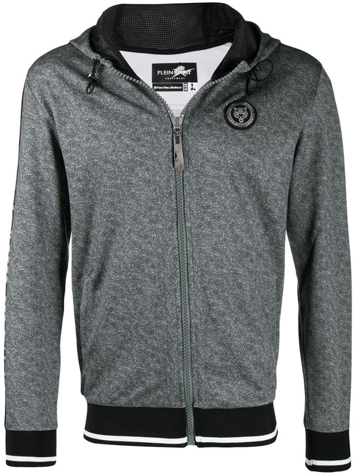 Plein Sport Logo Zipped Hoodie - Grey