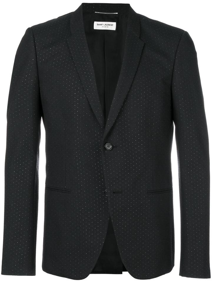 Saint Laurent Micro Dot Patterned Blazer - Black