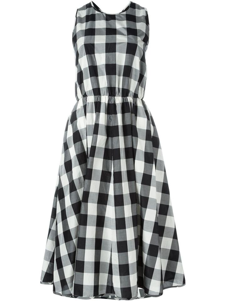 Rochas Gingham Print Flared Dress - Black