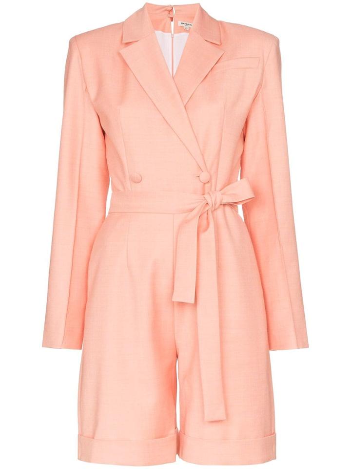 Matériel Structured Belted Wool Romper - Pink