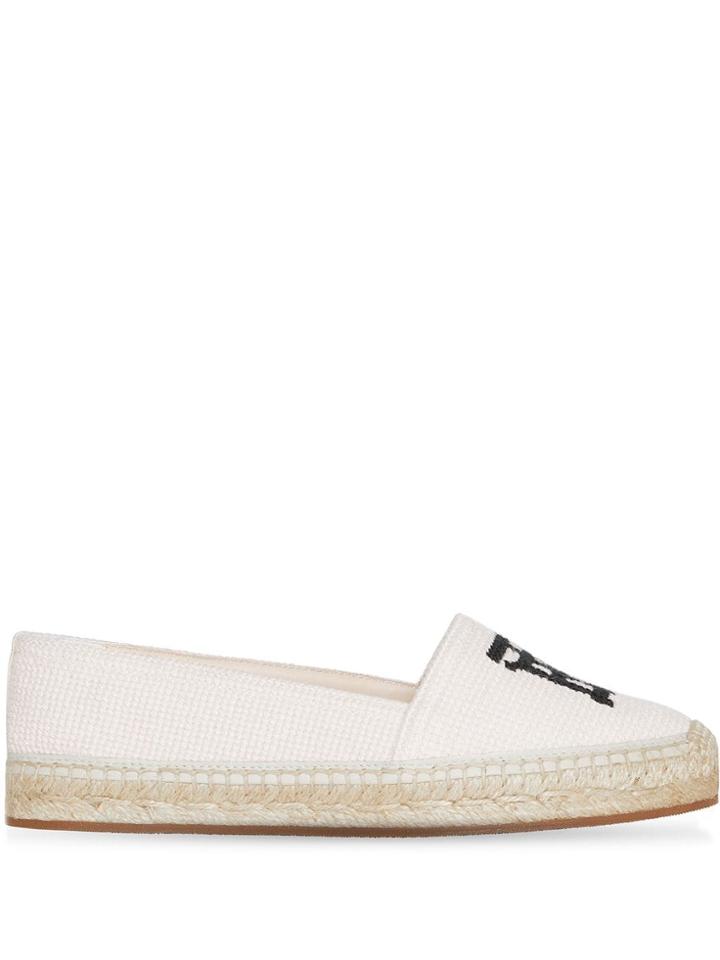 Burberry Monogram Motif Cotton And Leather Espadrilles - Neutrals