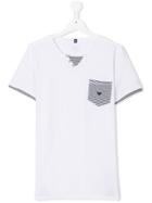 Armani Junior Striped Detail T-shirt - White