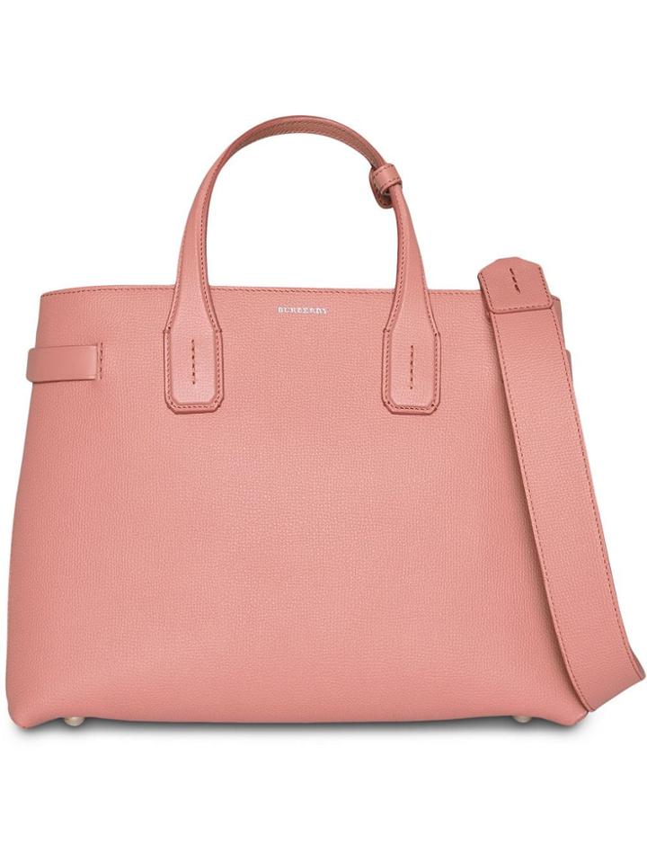 Burberry The Medium Banner In Leather And Vintage Check - Pink