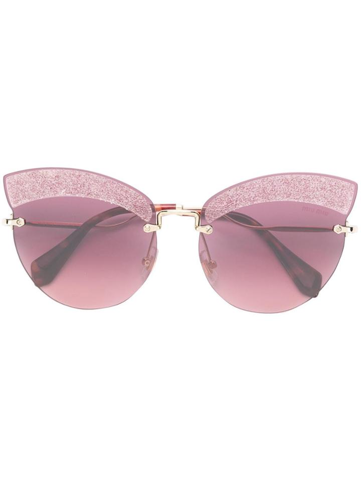 Miu Miu Eyewear Runaway Show Glitter Sunglasses - Pink & Purple