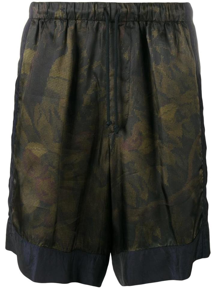 Dries Van Noten Camouflage Print Shorts, Men's, Size: 52, Blue, Viscose