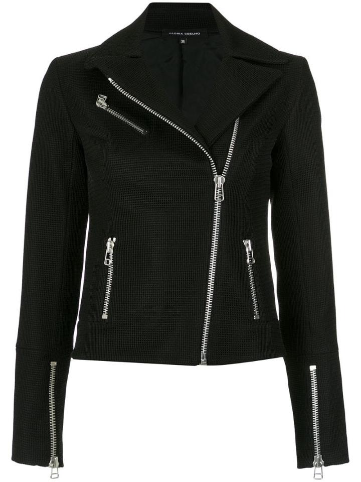 Gloria Coelho Mesh Biker Jacket - Black