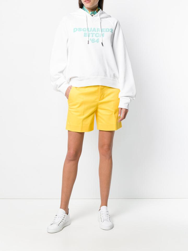 Dsquared2 Logo Patch Hooded Sweatshirt - White