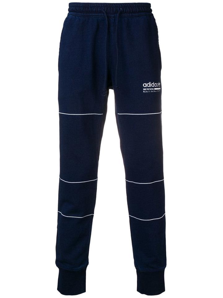 Adidas Contrast Logo Track Pants - Blue