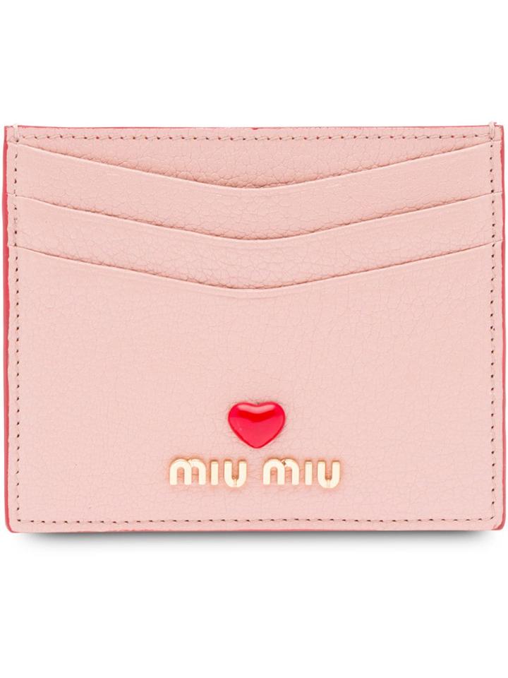 Miu Miu Madras Love Logo Card Holder - Pink & Purple