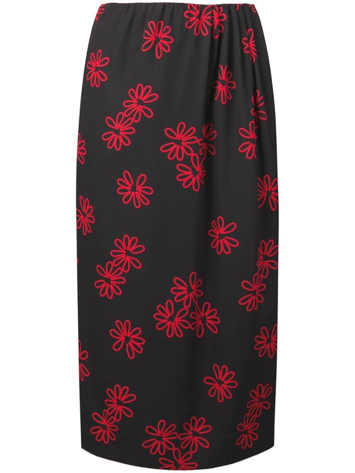 Simone Rocha Mid Rise Printed Pencil Skirt - Black