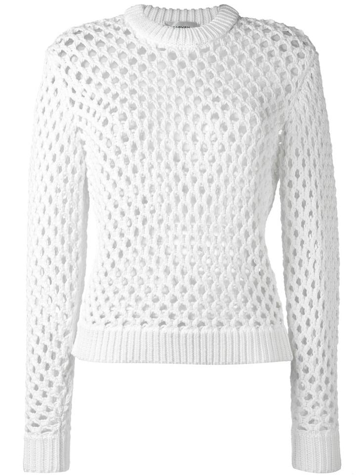 Carven - Lace Detail Top - Women - Cotton/nylon - M, White, Cotton/nylon