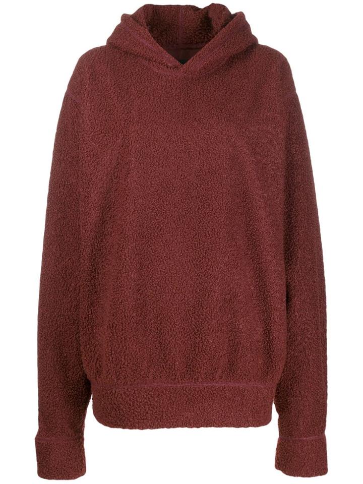 Styland Oversized Shearling Hoodie - Brown