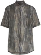 Song For The Mute Printed Oversized Cotton Shirt - Blue