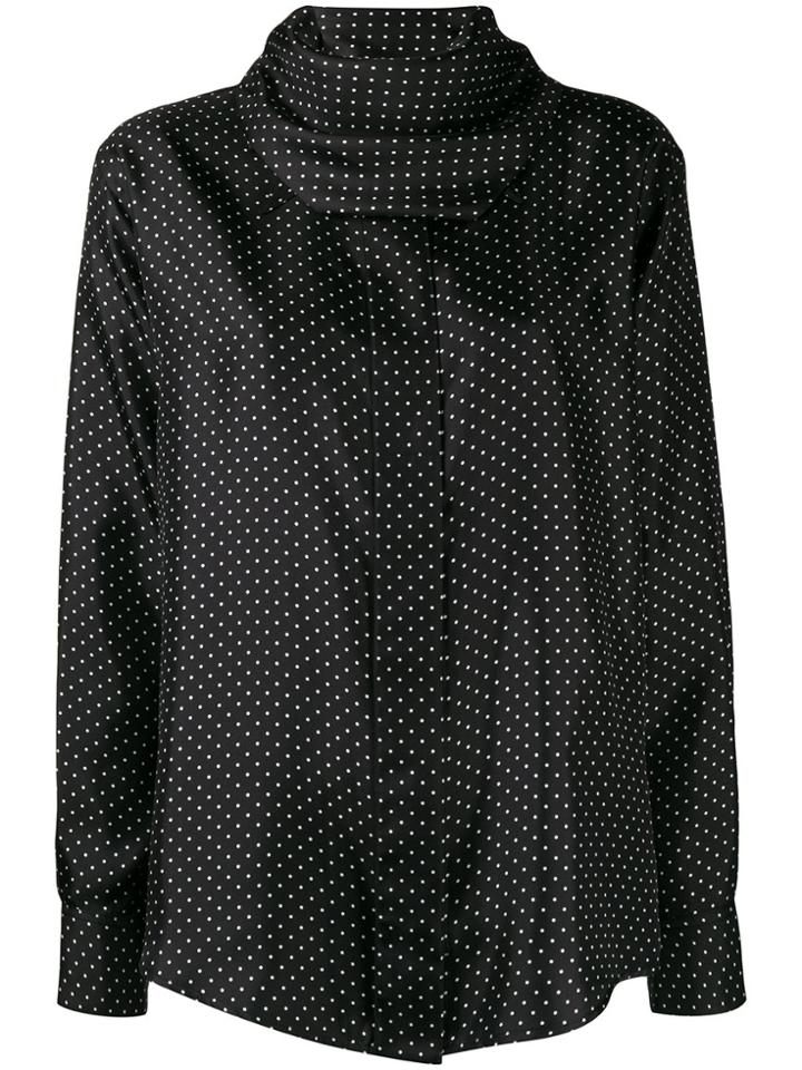 Victoria Beckham Draped Neckline Polka-dot Blouse - Black