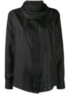 Victoria Beckham Draped Neckline Polka-dot Blouse - Black