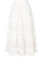 Zimmermann Pleated Ruffled Skirt - White