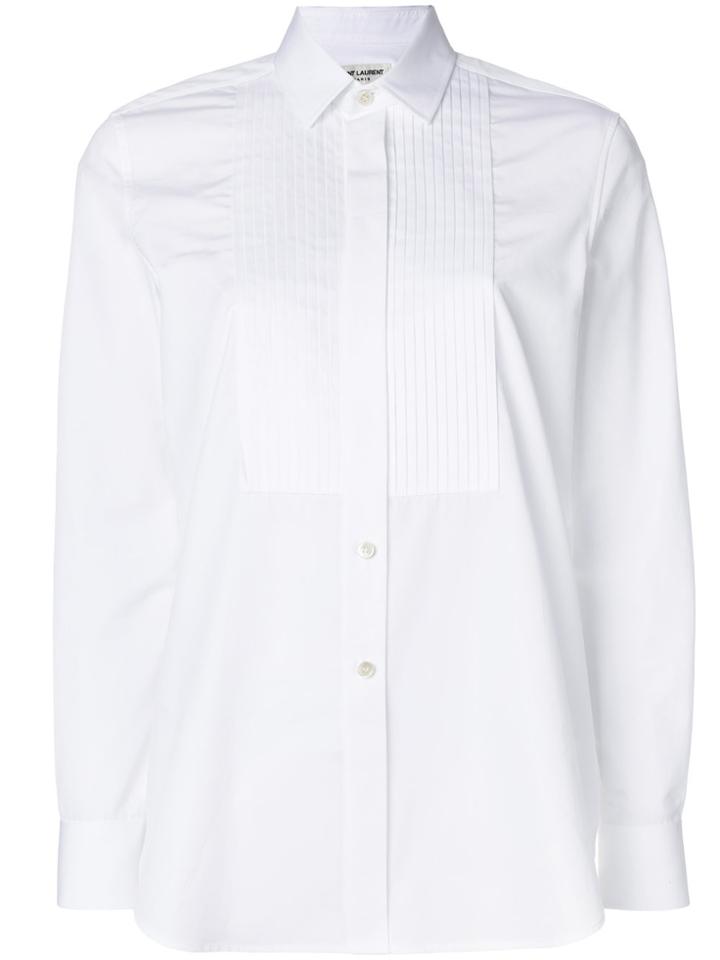 Saint Laurent Pleated Placket Shirt - White