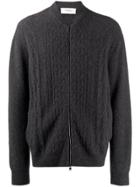 Pringle Of Scotland Zip Front Cdgn Cash Blend Cabl In Charcoal - Grey