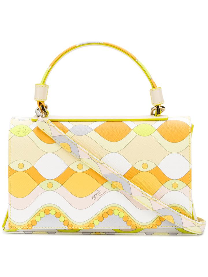 Emilio Pucci Geometric Printed Flap Tote - Yellow & Orange