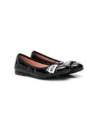 Moschino Kids Teen Logo Ribbon Ballerinas - Black