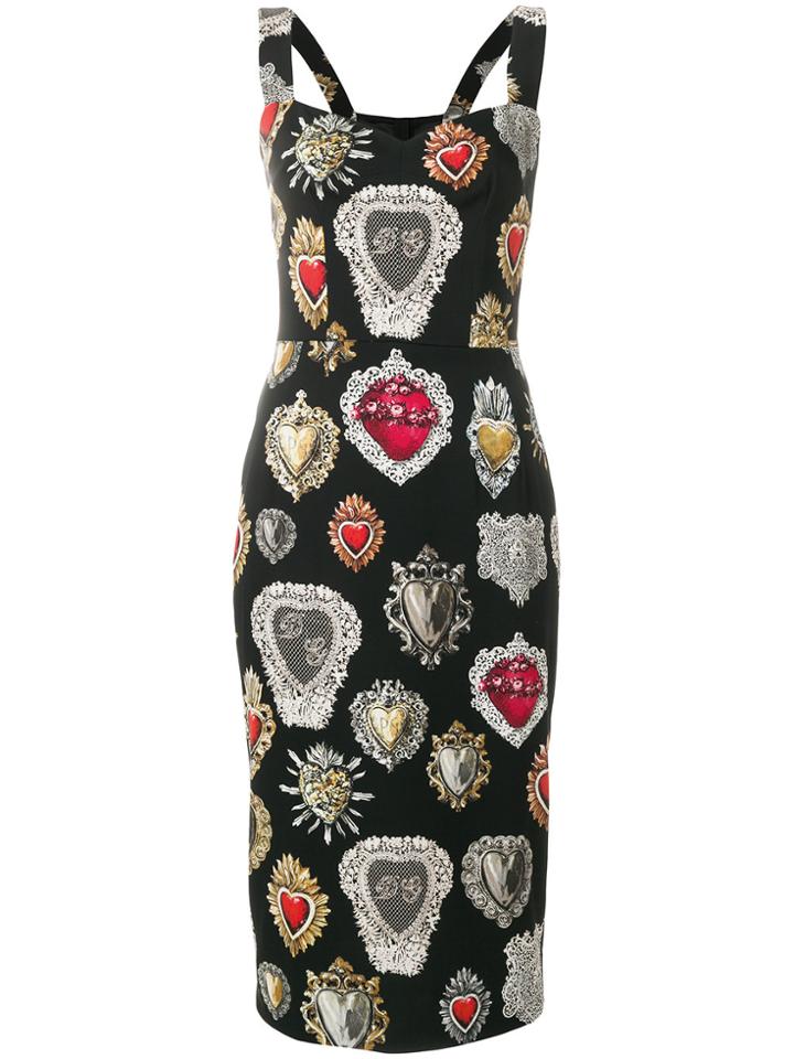Dolce & Gabbana Sacred Heart Print Dress - Black