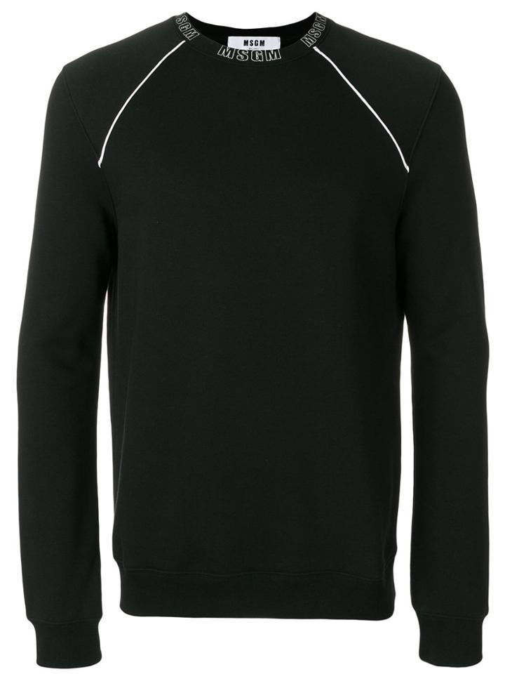 Msgm Logo Printed Collar Sweatshirt - Black
