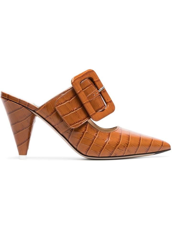 Attico Brown Croc-effect Leather Mules