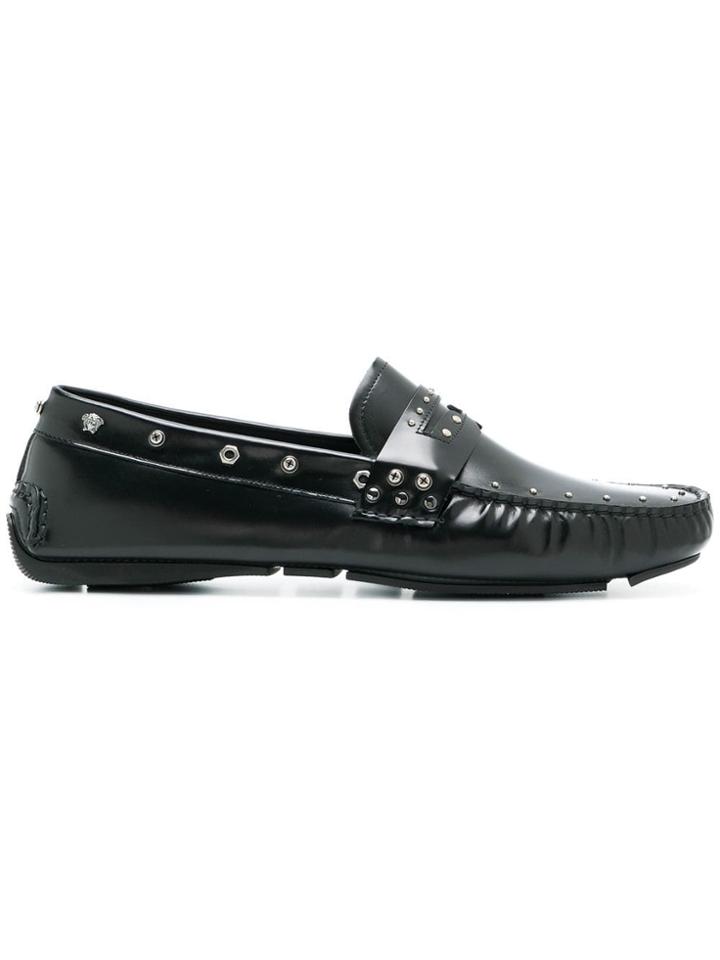 Versace Casual Studded Loafers - Black