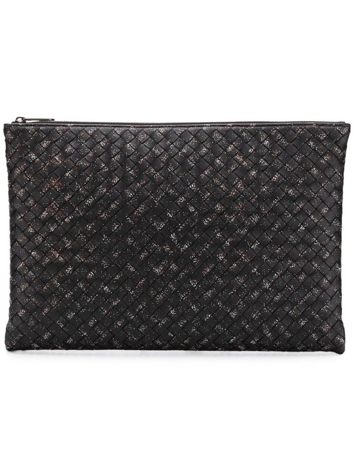 Bottega Veneta Intrecciato Slim Clutch - Black