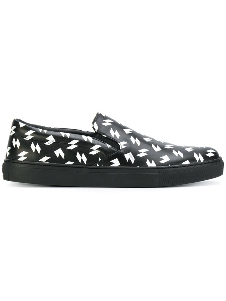 Versus Patterned Slip On Sneakers - Black