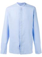 Z Zegna - Band Collar Shirt - Men - Linen/flax - Xl, Blue, Linen/flax