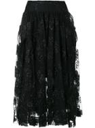 Simone Rocha Jacquard Tulle Midi Skirt - Black