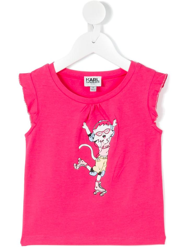 Karl Lagerfeld Kids - Rollerskating Choupette T-shirt - Kids - Cotton/spandex/elastane - 36 Mth, Toddler Girl's, Pink/purple