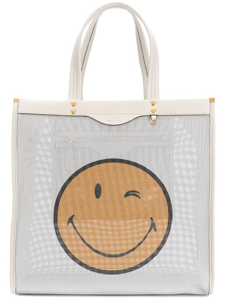 Anya Hindmarch Wink Face Print Tote Bag - White