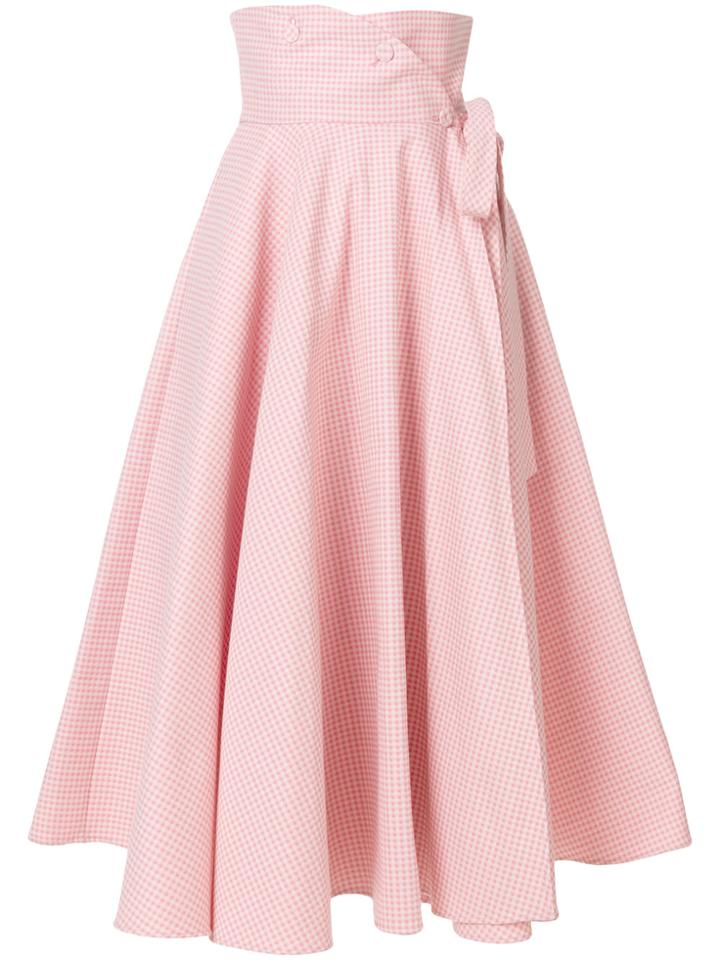 Sara Battaglia High-waisted Gingham Full Skirt - Pink & Purple