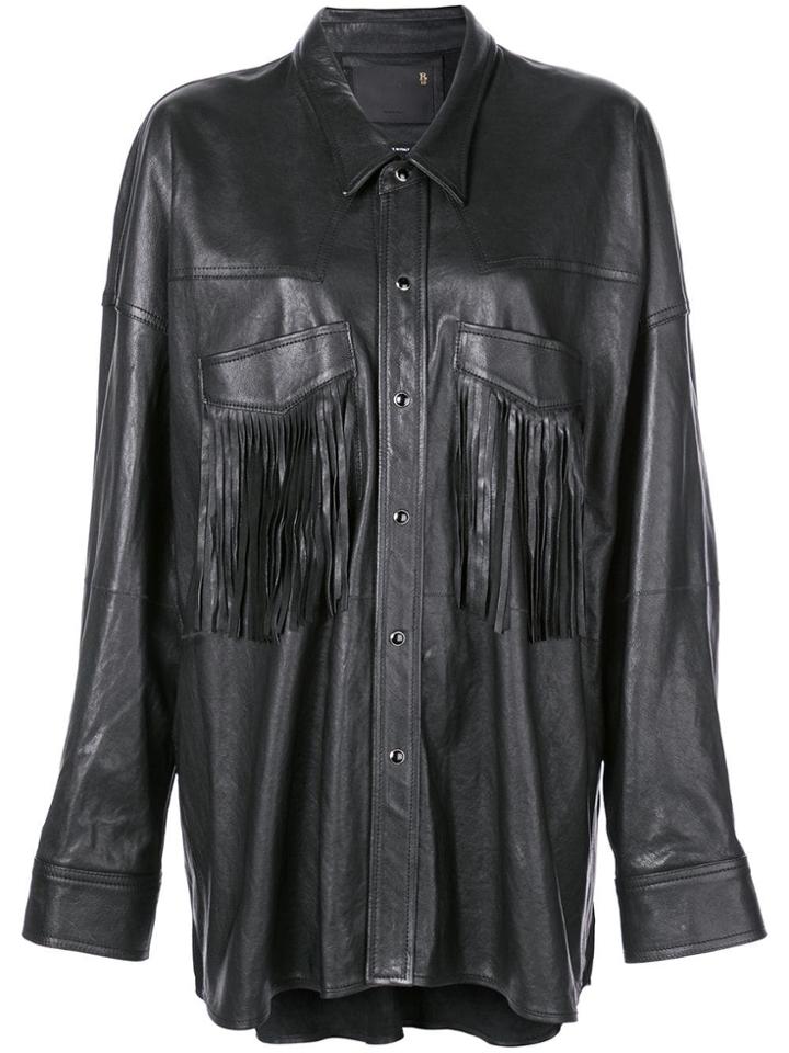 R13 Oversized Fringe Trim Shirt - Black