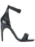 Versace Logo Ankle Strap Sandals - Black