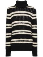 Saint Laurent Black Striped Wool Knitted Rollneck