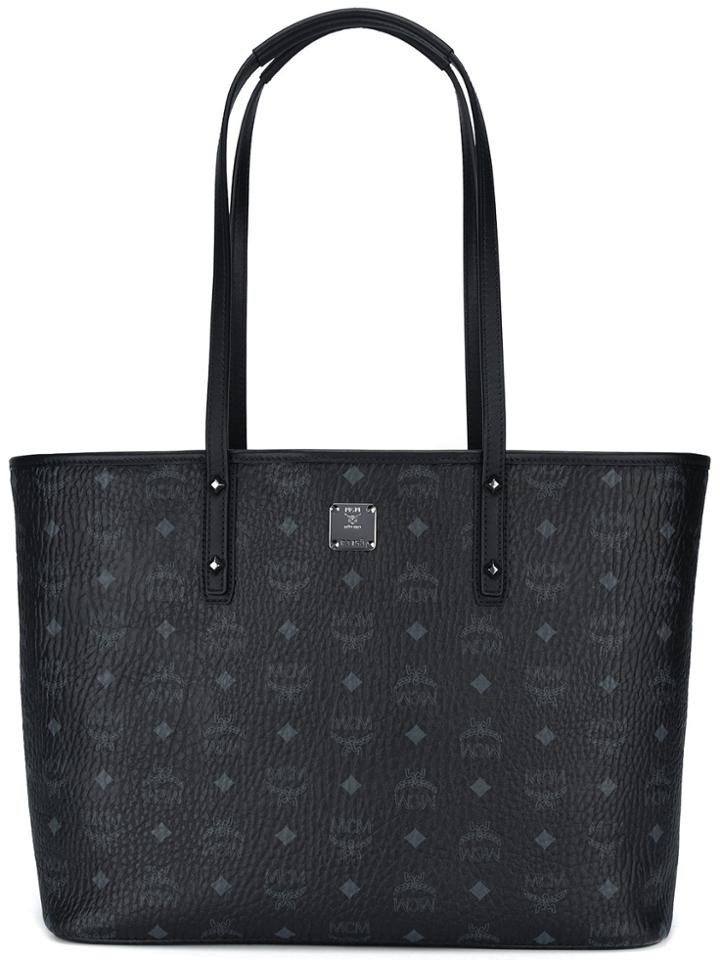 Mcm Logo Print Tote - Black
