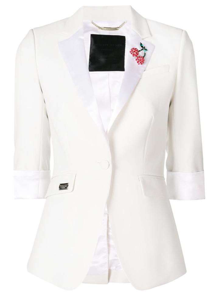 Philipp Plein Cherry Brooch Blazer - White
