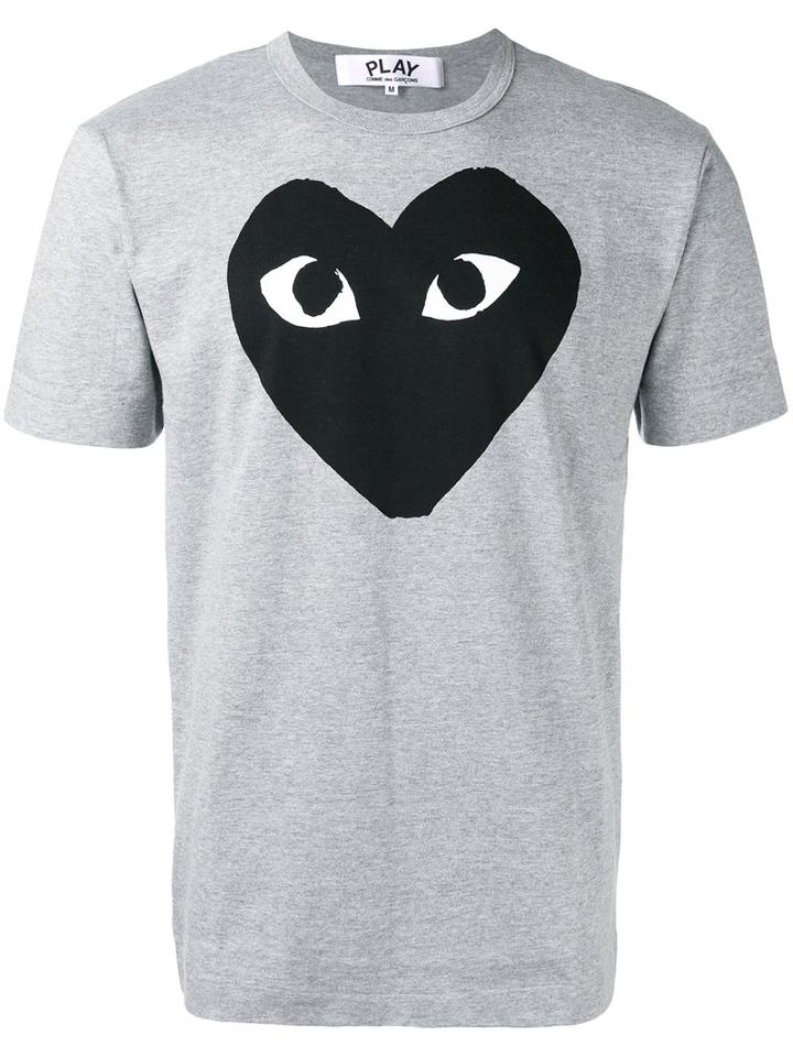 Comme Des Garçons Play Heart Print T-shirt, Men's, Size: Small, Grey, Cotton