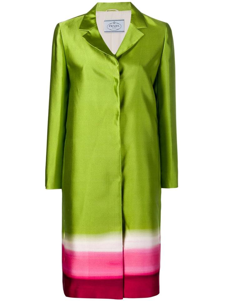 Prada Vintage Concealed Fastening Panelled Coat - Green