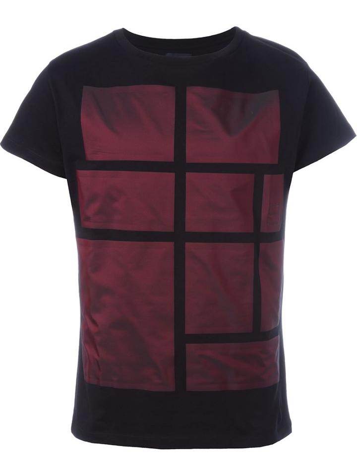 Letasca Bordeaux Red Squares Print T-shirt