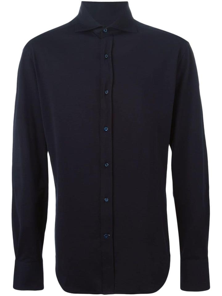 Brunello Cucinelli Cutaway Collar Jersey Shirt - Blue