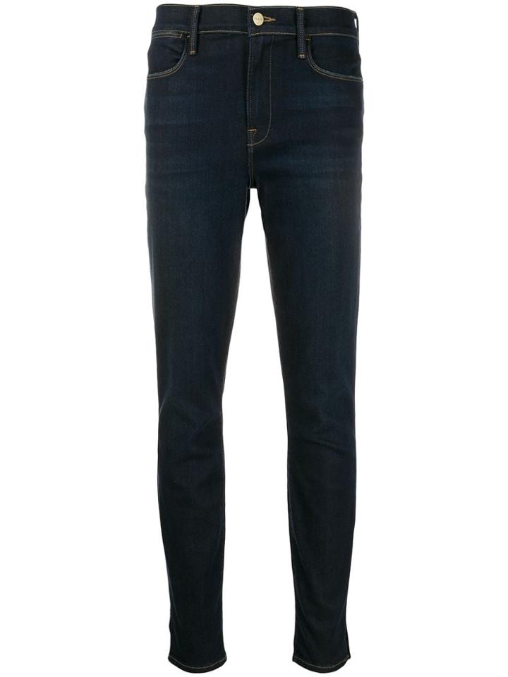 Frame Side Slit Denim Jeans - Blue